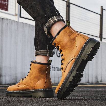 Men's Biker Martin Style Lace Up Combat Ankle Boots Casual