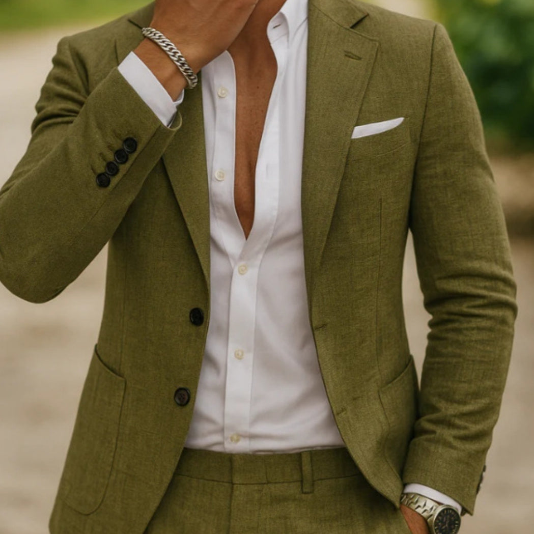 Men's Casual Slim Fit Two Piece Blazer Trouser Business Suit