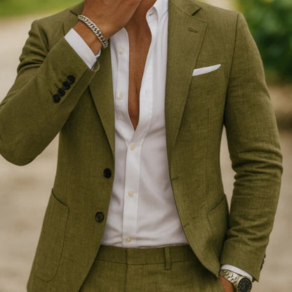 Men's Casual Slim Fit Two Piece Blazer Trouser Business Suit