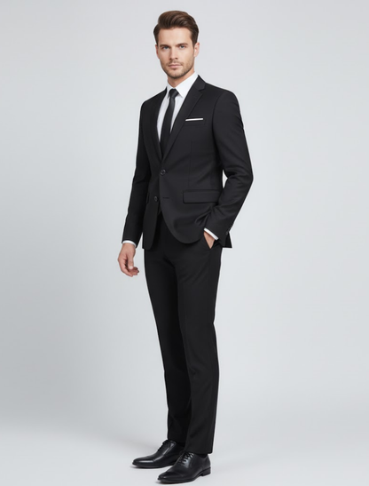 Men's Spring Slim Fit Two Piece Tailored Formal Suit Set