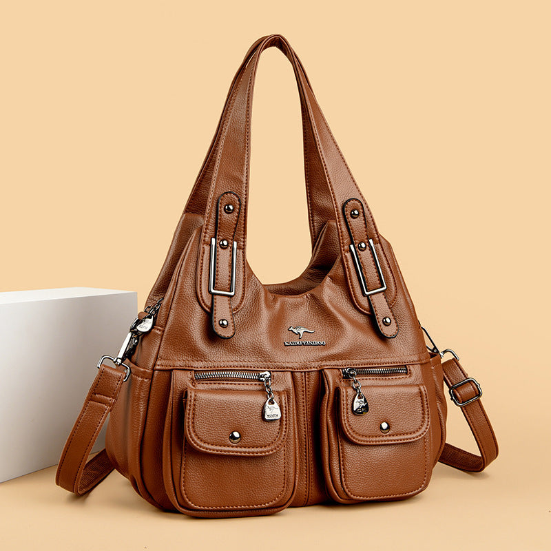 Women's Large Capacity Solid Color Crossbody Shoulder Handbag