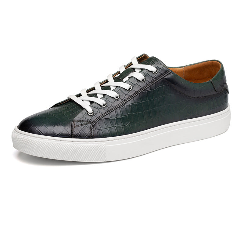 Men's Toe Layer Pattern Sneakers | Low top Croc Pattern Leather Shoes - LAKD London