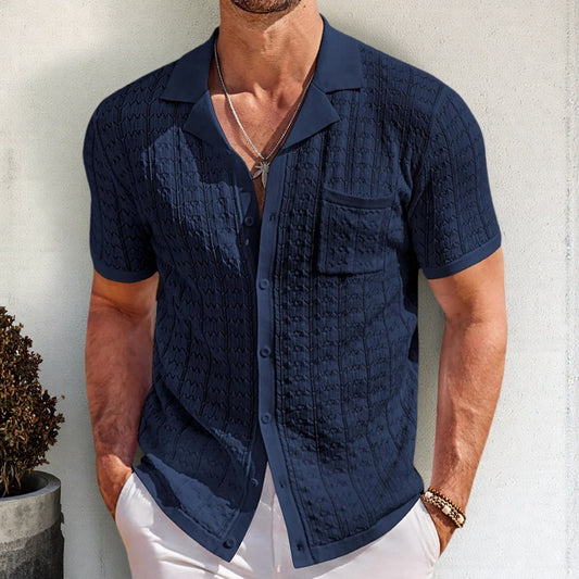 Men's Summer Half Sleeve Cuban Collar Knitted Polo Shirt - LAKD London