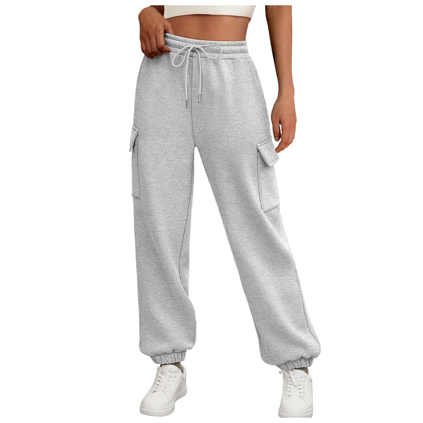 Women's Casual Cargo Fleece Lined Baggy Jogger Sweatpants Trousers Athletic
