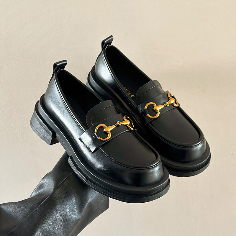 Women's One Pedal Metal Buckle Soft Thin Loafer Shoes