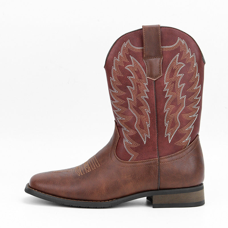 Men's Western Denim Cowboy Boots Square Toe Motorcycle Shoes - LAKD London