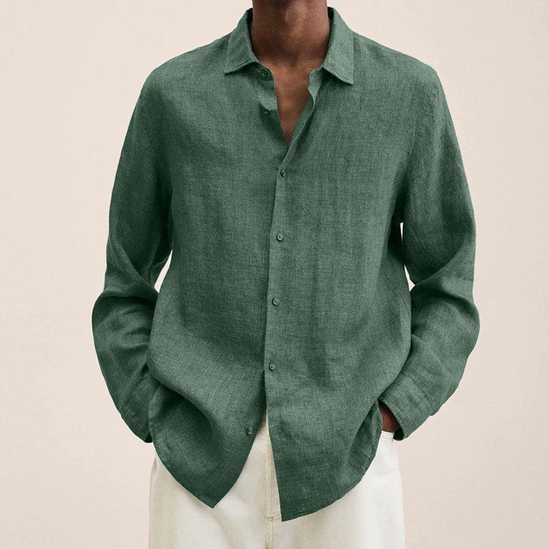 Men's Long Sleeve Lapel Loose Button Cardigan Casual Shirt - LAKD London