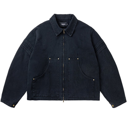 Men's Barnwind Heavy Canvas Washed Distressed Cleanfit Workwear Jacket - LAKD London