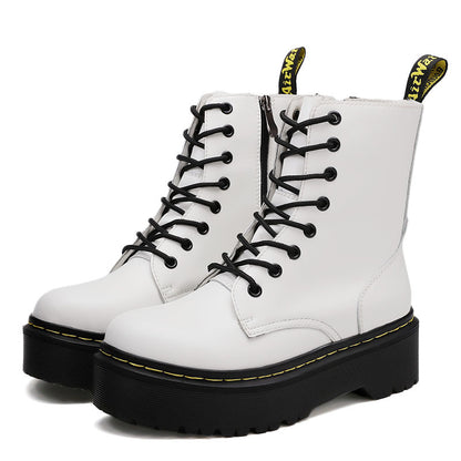 Women's Martin Style Lace Up Thick Sole Zipper Boots Casual