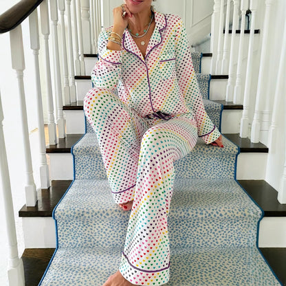 Women's Autumn Floral Comfortable Two-Piece Pyjama Homewear Set Casual