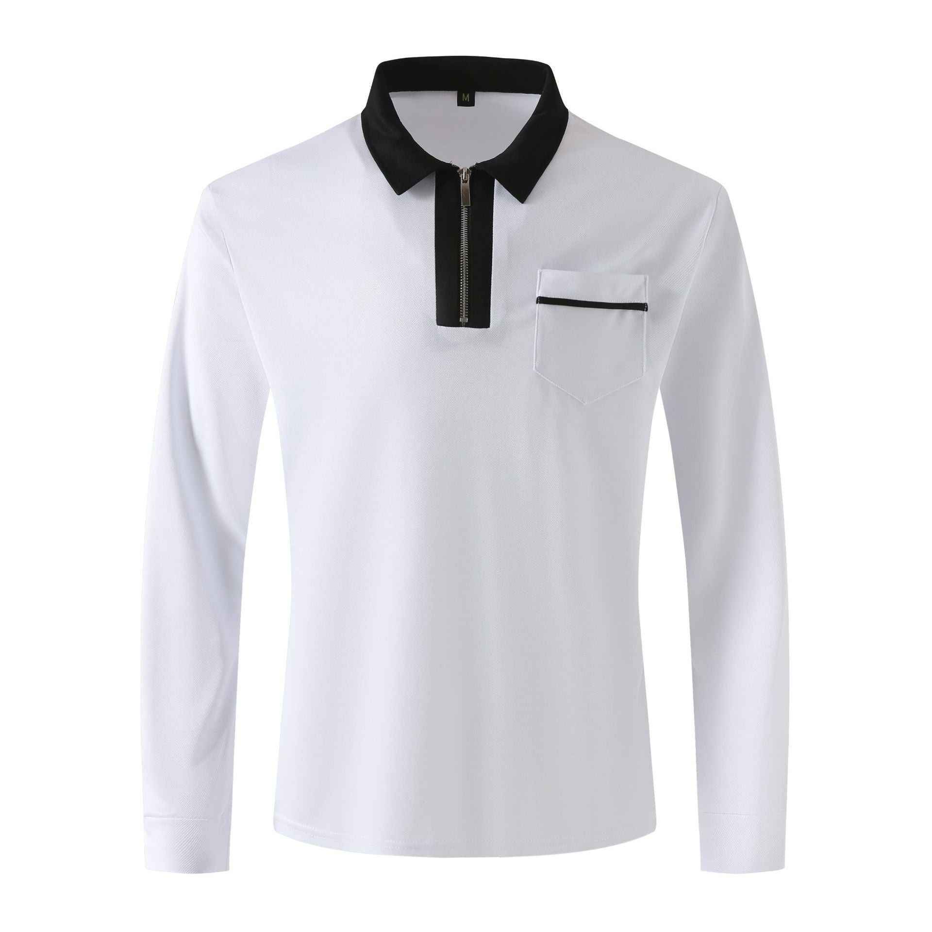 Men's Long Sleeve Zipper Polo Shirt Casual Lapel Henley Style - LAKD London