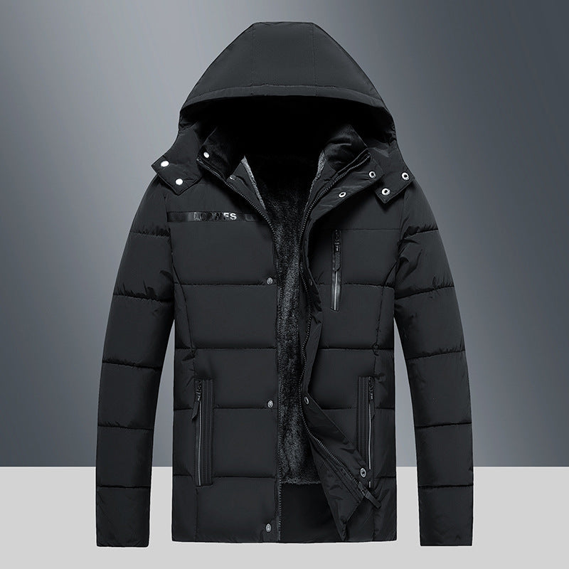 Men's Fleece Lined Cotton Jacket for Winter Warmth and Comfort