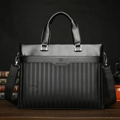 Men's Casual Leather Briefcase Soft PU Business Handbag Office Style