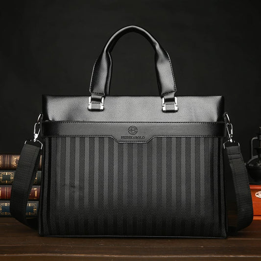 Men's Casual Leather Briefcase Soft PU Business Handbag Office Style