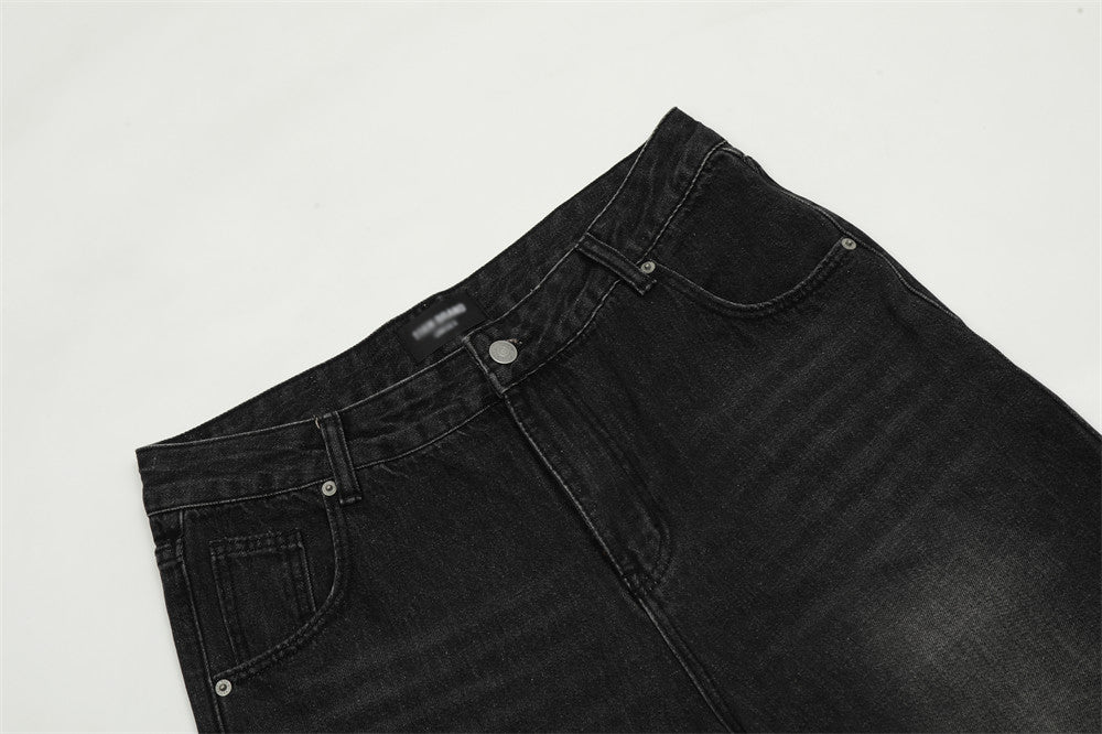 Men's Casual Straight Cut Wide Leg Denim Trousers Everyday Style