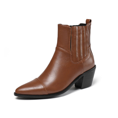 Women's Mid Heel Martin Boots Simple Stylish Solid Color