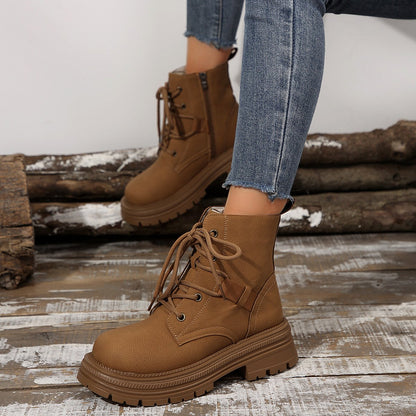 Women's Lace Up Ankle Boots Square Heel Comfortable Everyday Style