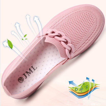 Women's Comfortable Chain Slip On Round Toe Casual Flats