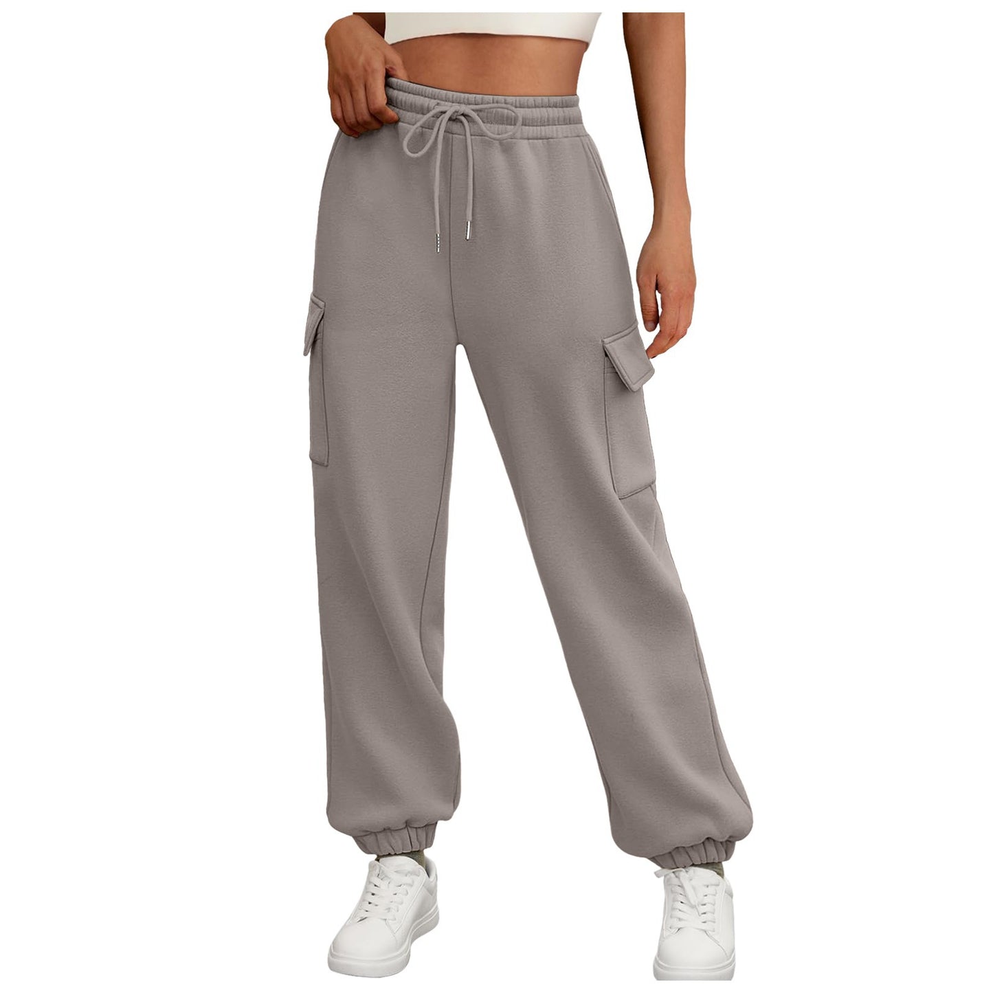 Women's Casual Cargo Fleece Lined Baggy Jogger Sweatpants Trousers Athletic