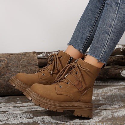 Women's Lace Up Ankle Boots Square Heel Comfortable Everyday Style