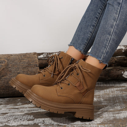 Women's Lace Up Ankle Boots Square Heel Comfortable Everyday Style