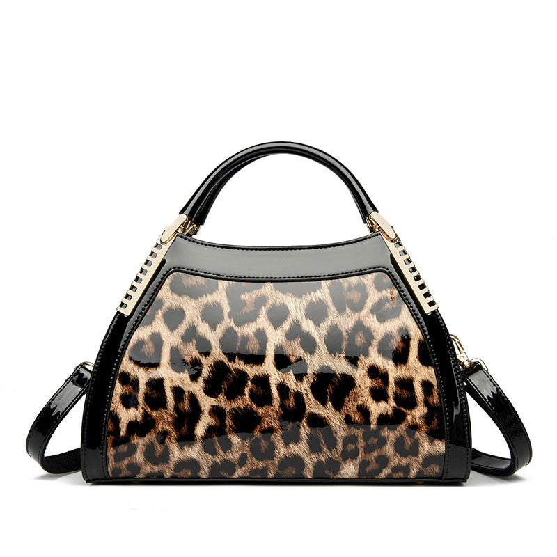 Women's Large Capacity Retro Glossy Crocodile Pattern Handbag