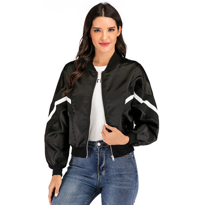 Women's Lightweight Nylon Windbreaker Jacket With Zipper Casual Style