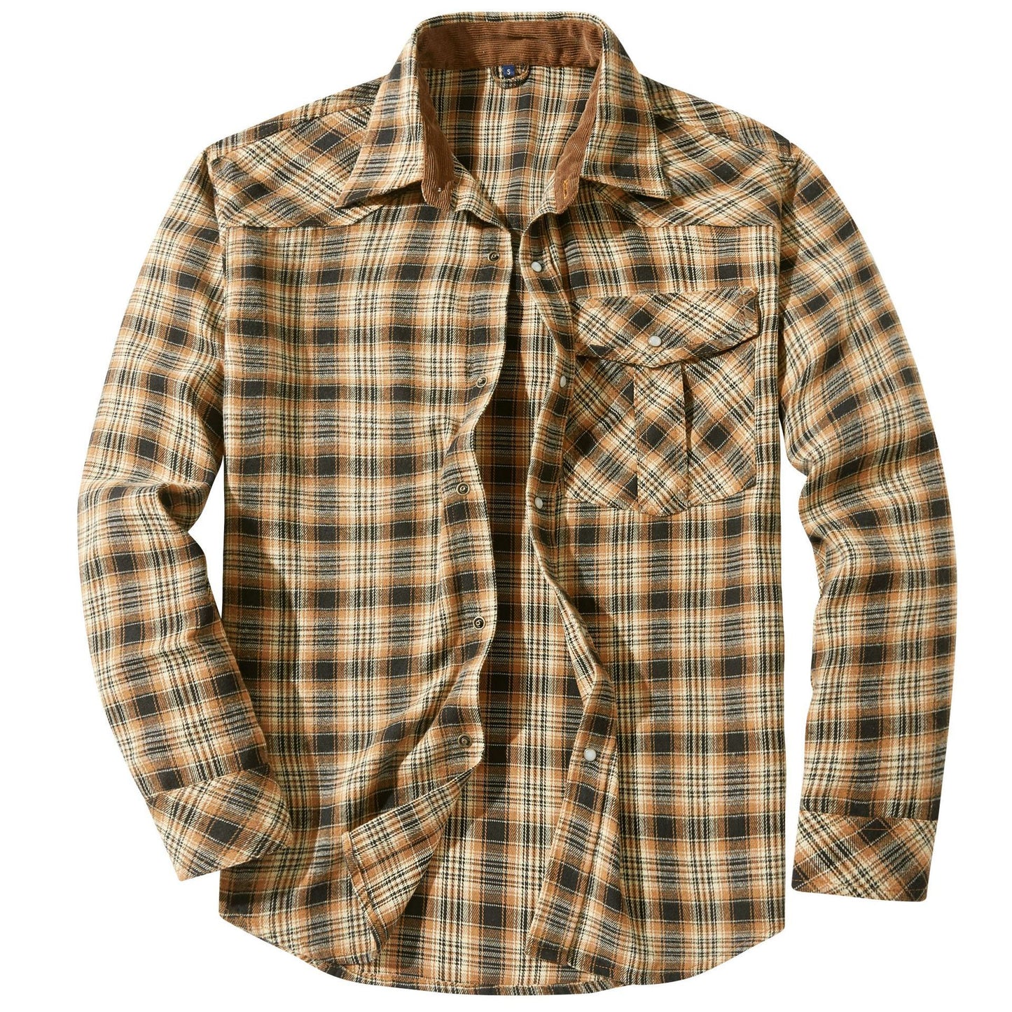 Men's Retro Western Plaid Flannel Pearl Snap Western Style Shirt - LAKD London