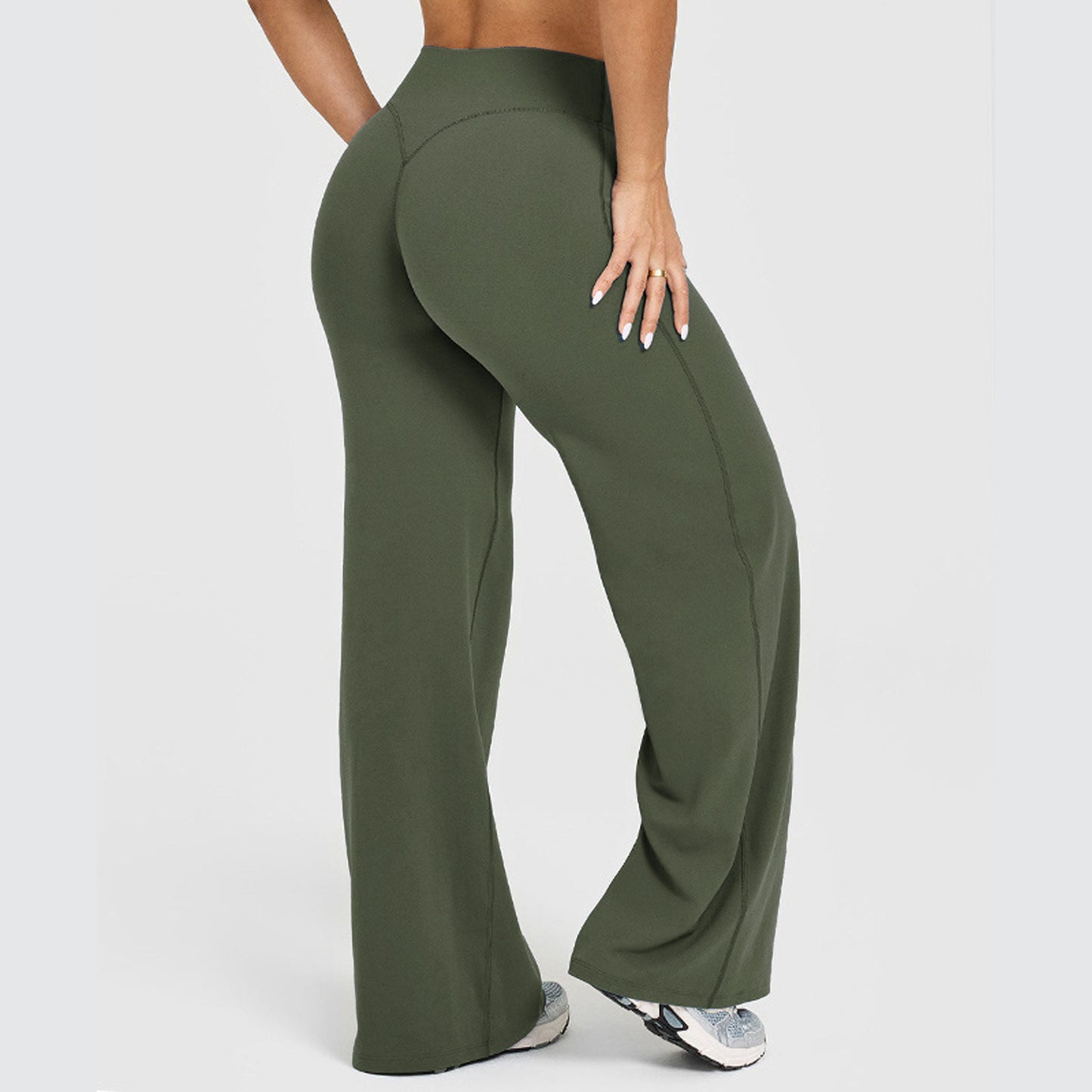 Women's Solid Colour Straight Leg Stretch Trousers Casual Versatile Style