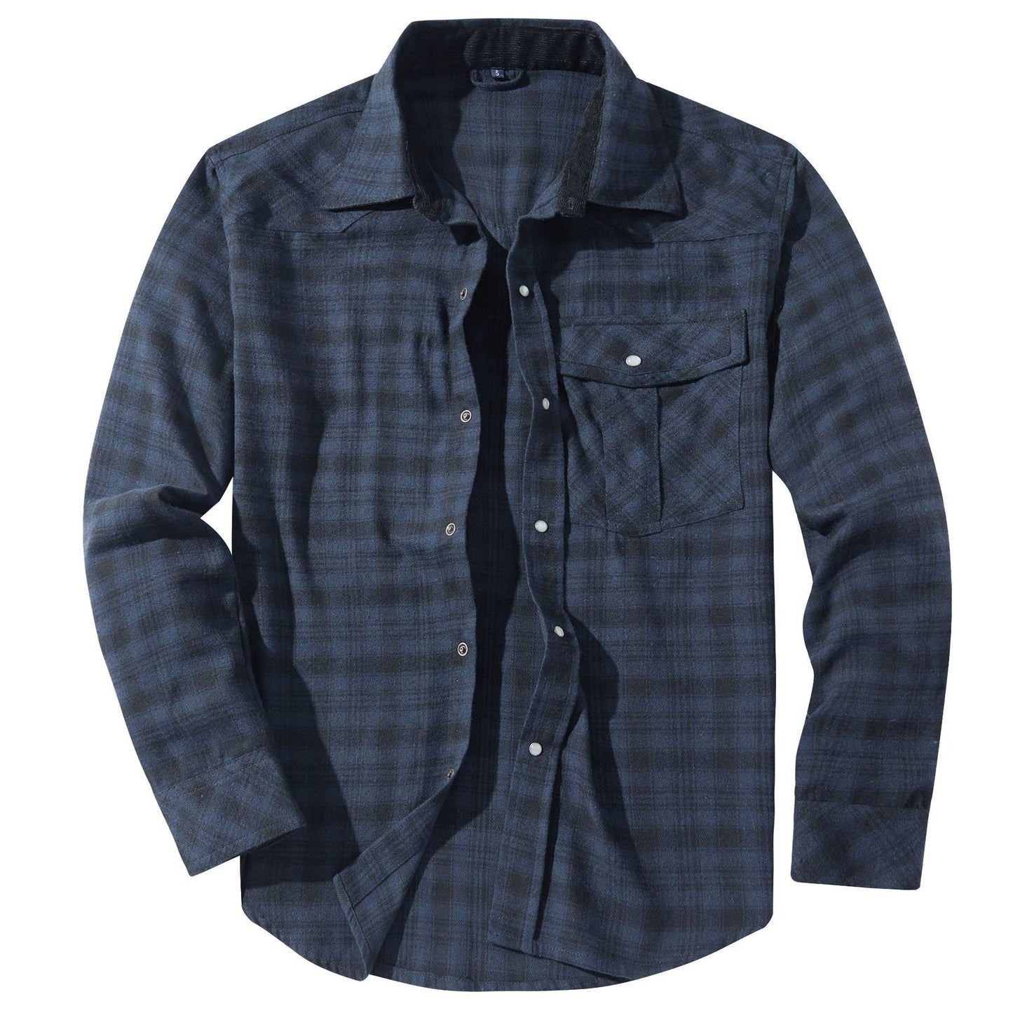 Men's Retro Western Plaid Flannel Pearl Snap Western Style Shirt - LAKD London