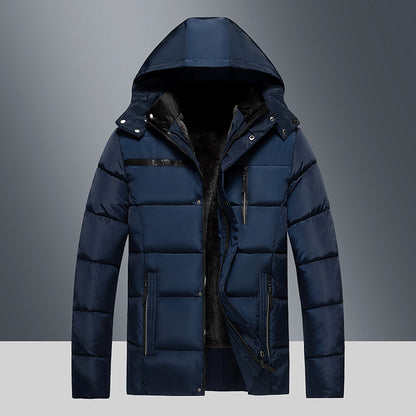Men's Fleece Lined Cotton Jacket for Winter Warmth and Comfort