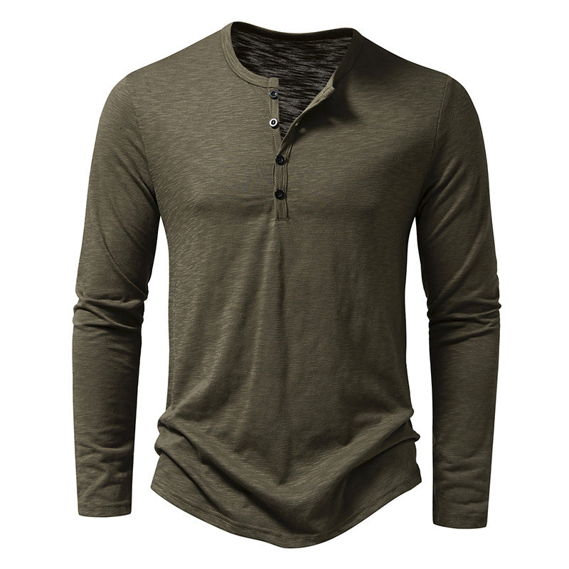 Men's Premium Long Sleeve Button Henley Casual T-Shirt - LAKD London