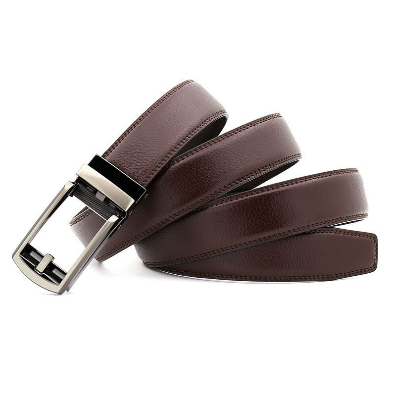 Men's Cowhide Leather Belt Classic Gunmetal Buckle Casual Formal Style - LAKD London