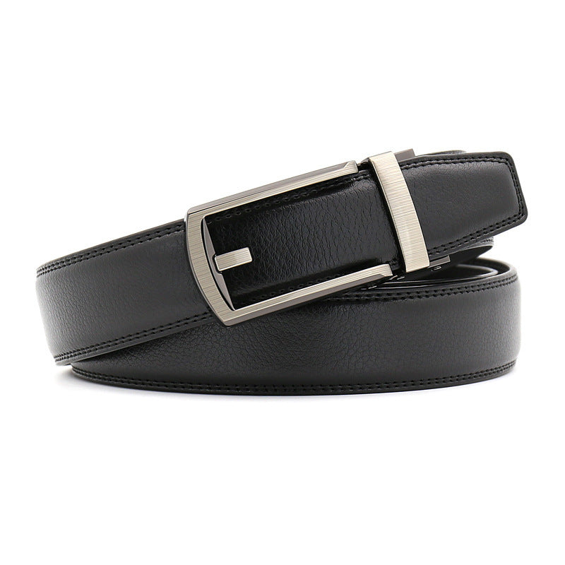 Men's Cowhide Leather Belt Classic Gunmetal Buckle Casual Formal Style - LAKD London