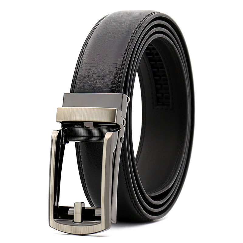 Men's Cowhide Leather Belt Classic Gunmetal Buckle Casual Formal Style - LAKD London