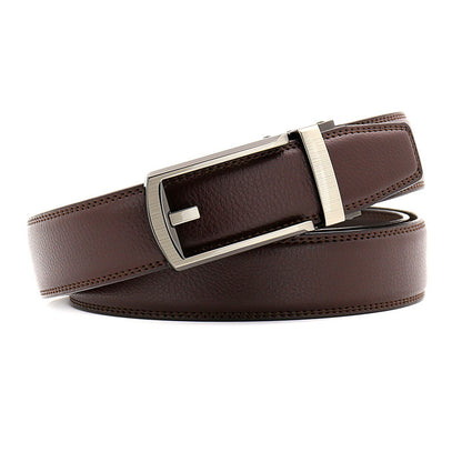 Men's Cowhide Leather Belt Classic Gunmetal Buckle Casual Formal Style - LAKD London