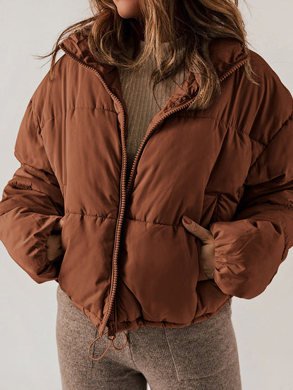 Women's Winter Thickened Cotton Padded Coat with Stand Collar Design