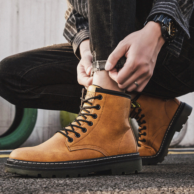 Men's Biker Martin Style Lace Up Combat Ankle Boots Casual