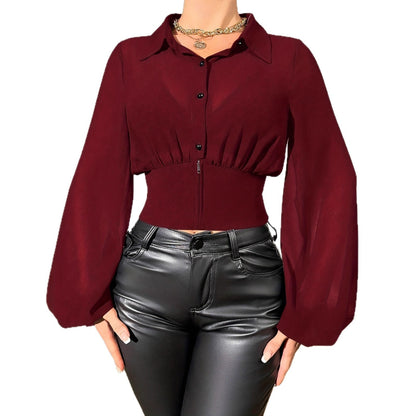 Women's Slim Waist Casual Shirt Elegant Comfortable Everyday Style Wear