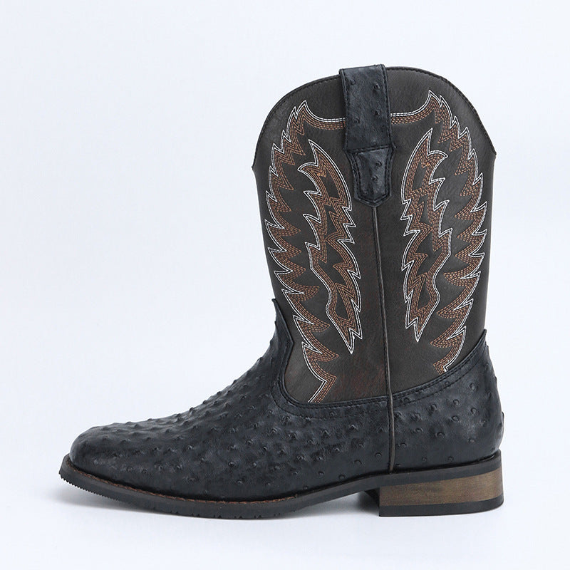 Men's Western Denim Cowboy Boots Square Toe Motorcycle Shoes - LAKD London