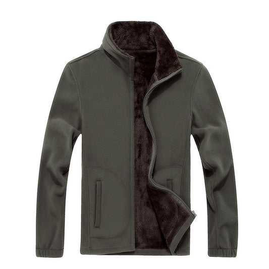 Men's Warm Fleece Cardigan Jacket Formal Coat With Fur Lining