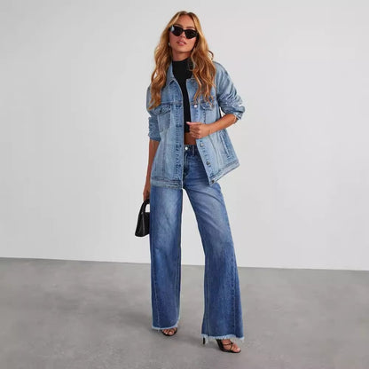 Women's High Waist Straight Leg Denim Jeans Comfortable Slim Fit