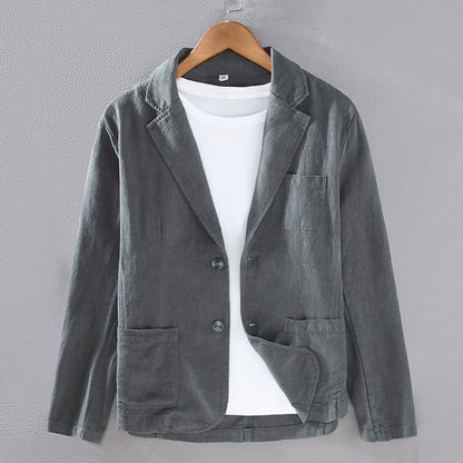 Men's Ramie Casual Suit Jacket for Smart Spring and Autumn Style