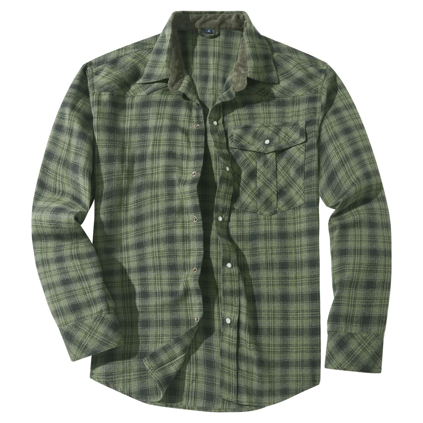 Men's Retro Western Plaid Flannel Pearl Snap Western Style Shirt - LAKD London