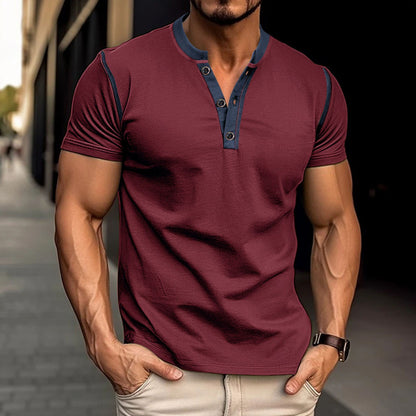 Men's V-Neck Short Sleeve Breathable Summer Polo Shirt Casual - LAKD London