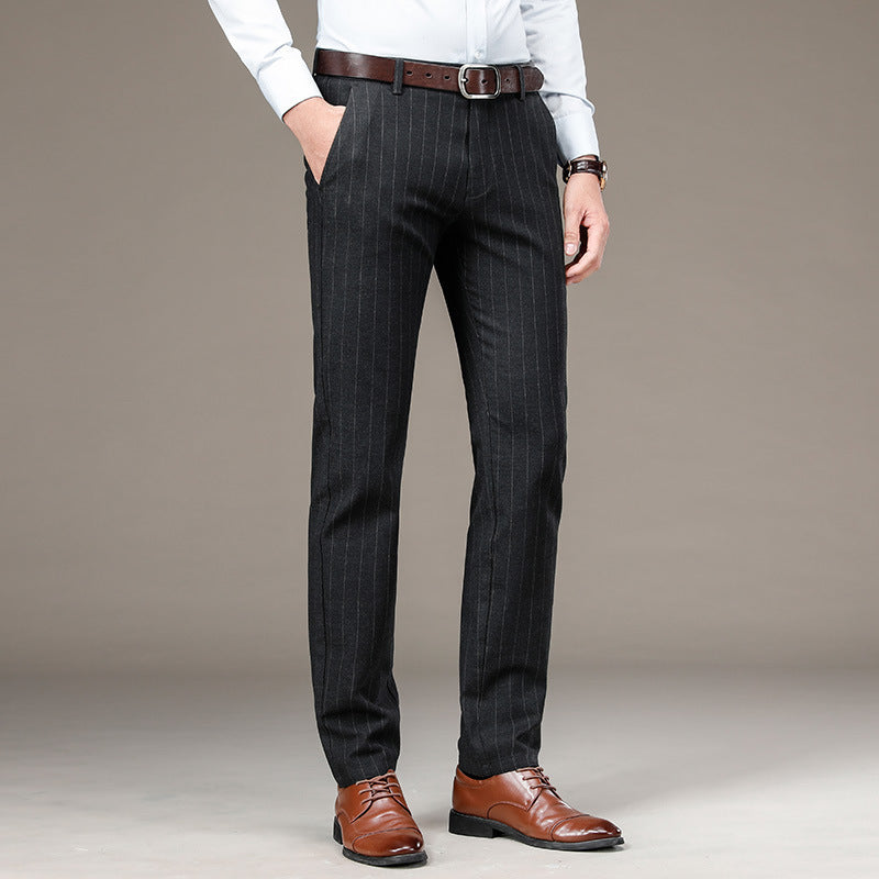 Men's Premium Striped Cotton Suit Trousers Smart Casual - LAKD London