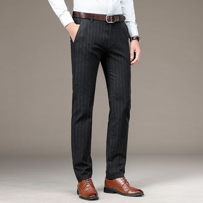 Men's Premium Striped Cotton Suit Trousers Smart Casual - LAKD London