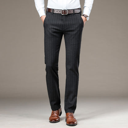 Men's Premium Striped Cotton Suit Trousers Smart Casual - LAKD London