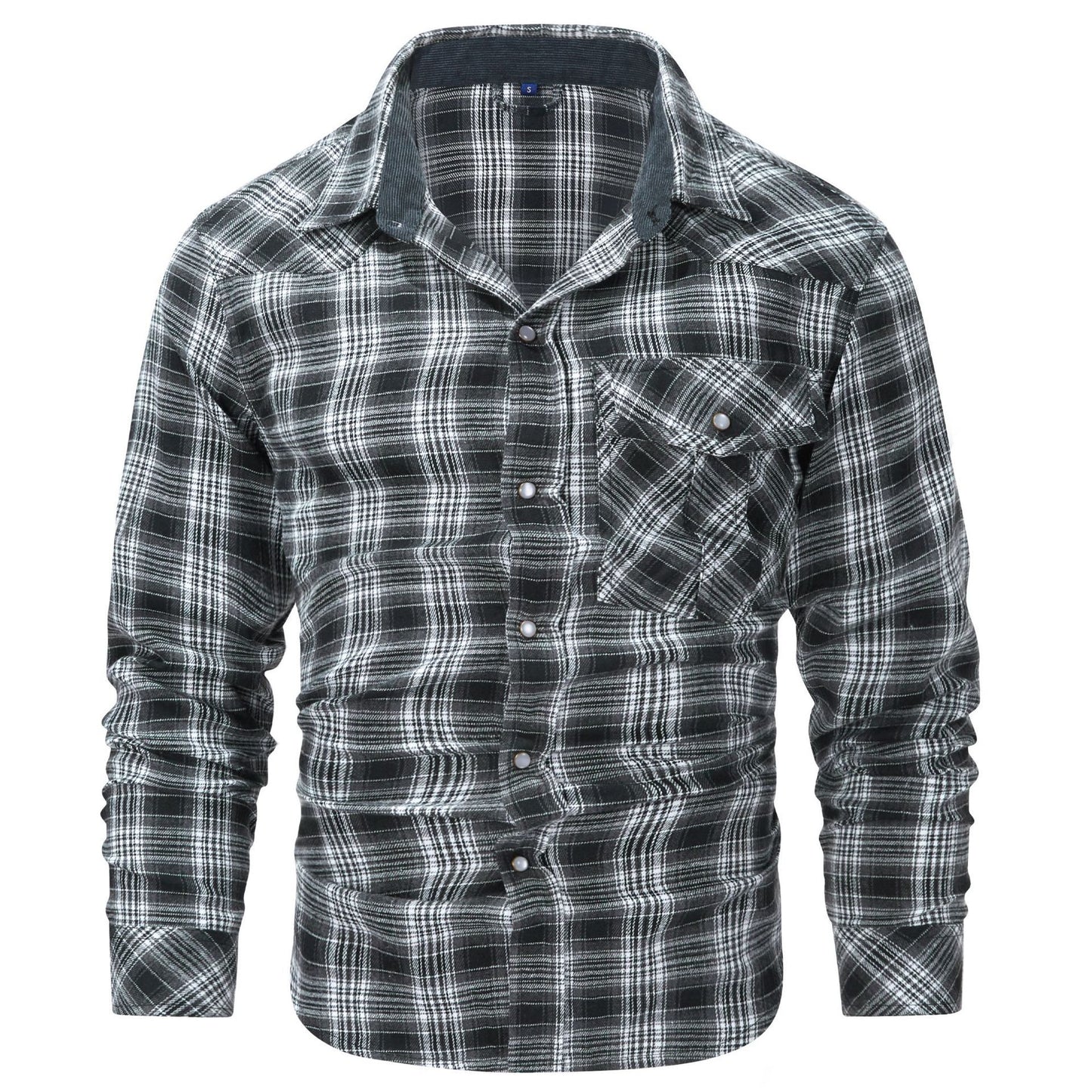 Men's Retro Western Plaid Flannel Pearl Snap Western Style Shirt - LAKD London