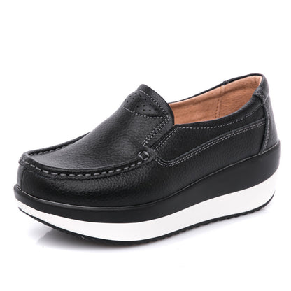 Women's Genuine Leather Thick Soled Platform Casual Fashion Shoes